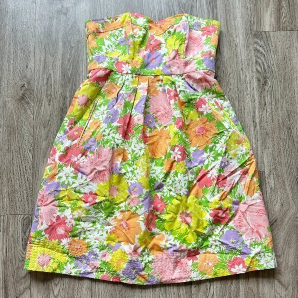 Shoshanna Garden Party Floral Strapless Fit and Flare Dress Size 2